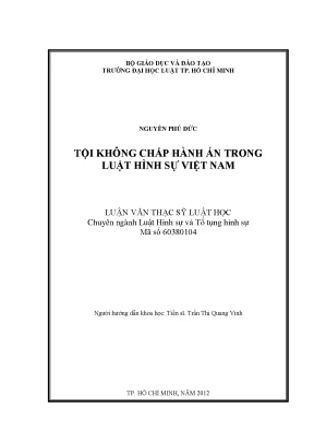Tội không chấp hành án trong luật hình sự việt nam
