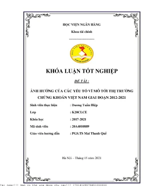 Ảnh hưởng của các yếu tố vĩ mô tới thị trường chứng khoán việt nam