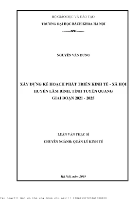 Xây dựng kế hoạh phát triển kinh tế xã hội huyện lâm bình tỉnh tuyên quang giai đoạn 2021 2025
