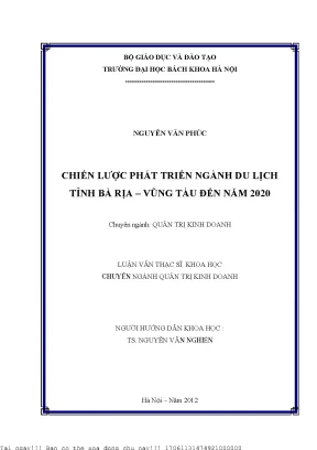Chiến lượ phát triển ngành du lịh tỉnh bà rịa vũng tàu đến năm 2020