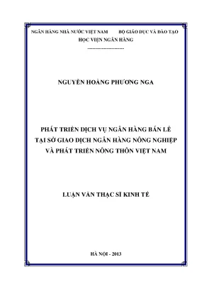 Phát triển dịch vụ ngân hàng bán lẻ tại sở giao dịch ngân hàng nông nghiệp và phát triển nông thôn việt nam