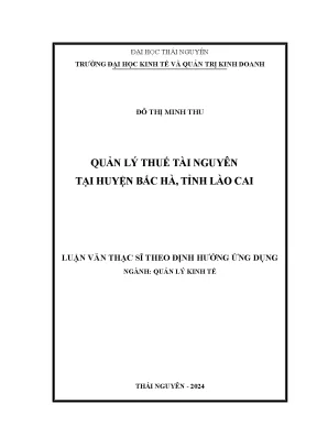 Quản lý thuế tài nguyên tại huyện bắc hà tỉnh lào cai