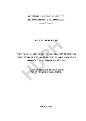 Luận văn thực trạng và môt số yếu tố liên quan đến tự sử dụng thuốc tân dược của người trưởng thành tại xã sơn đồng hoài đức thành phố hà nội năm 2019