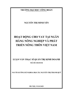 Hoạt động cho vay tại ngân hàng nông nghiệp và phát triển nông thôn việt nam