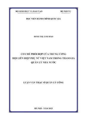 Cơ chế phối hợp của trung ương hội liên hiệp phụ nữ việt nam trong tham gia quản lý nhà nước