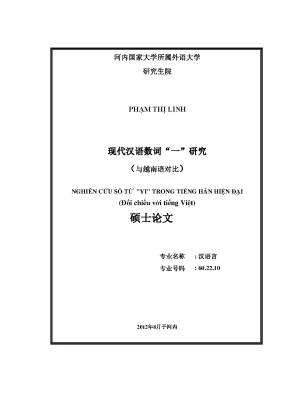 Luận văn thạc sĩ nghiên cứu số từ yi trong tiếng hán hiện đại đối chiếu với tiếng việt luận văn ths ngôn ngữ hán 60 22 10