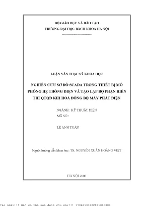 Nghiên ứu sơ đồ sada trong thiết bị mô phỏng hệ thống điện và tạo lập bộ phận hiển thị qtqđ khi hoà đồng bộ máy phát điện