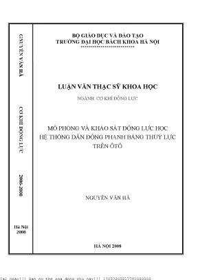 Mô phỏng và khảo sát động lự họ hệ thống dẫn động phanh bằng thủy lự trên ô tô