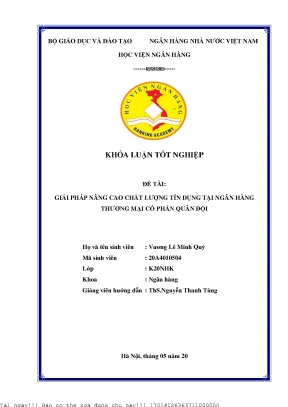 Giải pháp nâng cao chất lượng tín dụng tại ngân hàng tmcp quân đội