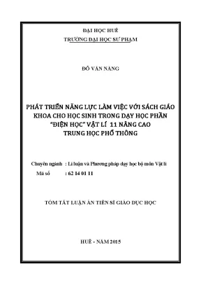 Phát triển năng lực làm việc với sách giáo khoa cho học sinh trong dạy học phần điện học vật lí 11 nâng cao trung học phổ thông