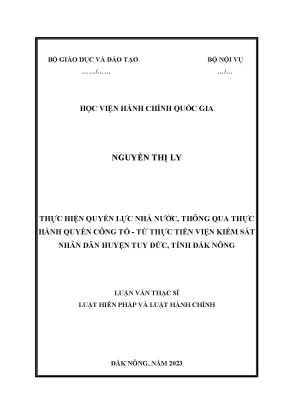 Thực hiện quyền lực nhà nước thông qua thực hành quyền công tố từ thực tiễn viện kiểm sát nhân dân huyện tuy đức tỉnh đắk nông