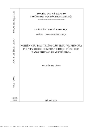 Nghiên ứu đặc trưng cấu trúc và phổ của polypyrrole composite được tổng hợp bằng phương pháp điện hoá