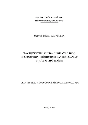 Luận văn thạc sĩ xây dựng tiêu chí đánh giá văn bản chương trình bồi dưỡng cán bộ quản lý trường phổ thông