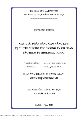 Cá giải pháp nâng cao năng lực cạnh tranh cho tổng công ty cổ phần bảo hiểm petrolimex pjico