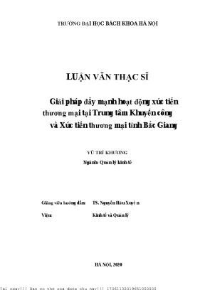 Giải pháp đẩy mạnh hoạt động xú tiến thương mại tại trung tâm khuyến ông và xú tiến thương mại tỉnh bắ giang
