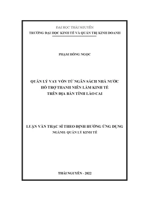Quản lý vay vốn từ ngân sách nhà nước hỗ trợ thanh niên làm kinh tế trên địa bàn tỉnh lào cai