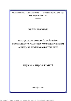 Hiệu quả kinh doanh của ngân hàng nông nghiệp và phát triển nông thôn việt nam chi nhánh huyện sông lô vĩnh phúc