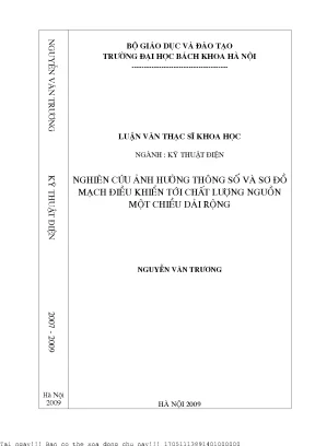 Nghiên ứu ảnh hưởng thông số và sơ đồ mạch điều khiển tới chất lượng nguồn một chiều dải rộng