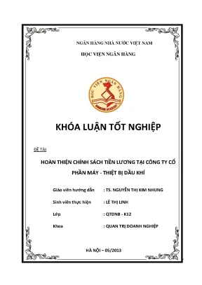 Hoàn thiện chính sách tiền lương tại công ty cổ phần máy thiết bị dầu khí
