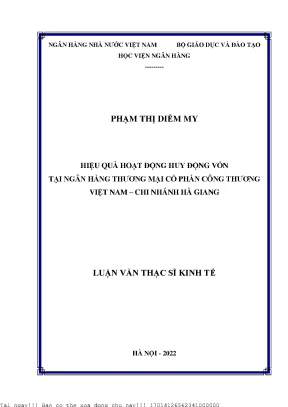 Hiệu quả hoạt động huy động vốn tại ngân hàng thương mại cổ phần công thương việt nam chi nhánh hà giang