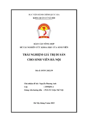 Đề tài trải nghiệm giá trị di sản cho sinh viên hà nội