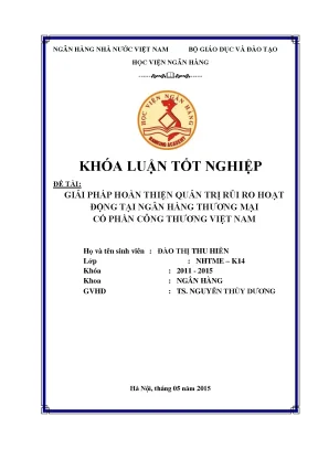 Giải pháp hoàn thiện quản trị rủi ro hoạt động tại ngân hàng thương mại cổ phần công thương việt nam