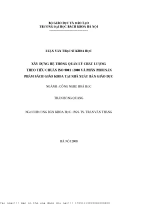 Xây dựng hệ thống quản lý hất lượng theo tiêu chuẩn iso 9001 2000 và phân phối sản phẩm sách giáo khoa tại nhà xuất bản giáo dục