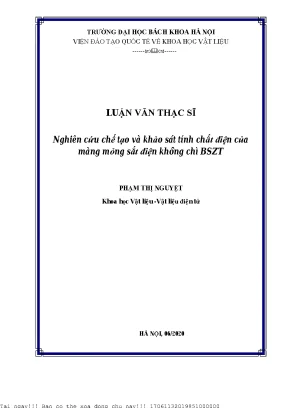 Nghiên ứu hế tạo và khảo sát tính hất điện ủa màng mỏng sắt điện không hì bszt