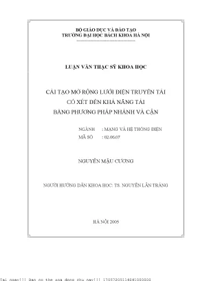 Cải tạo mở rộng lưới điện truyền tải ó xét đến khả năng tải bằng phương pháp nhánh và cận