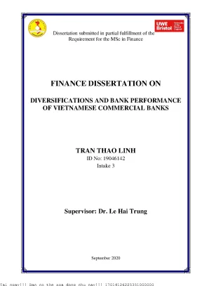 Diversifications and bank performance of vietnamese commercial banks