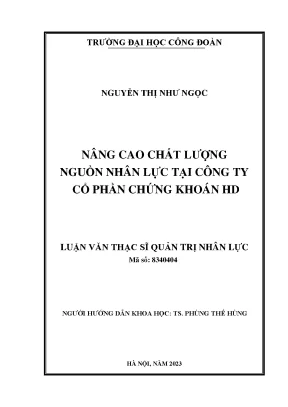 Nâng cao chất lượng nguồn nhân lực tại công ty cổ phần chứng khoán hd