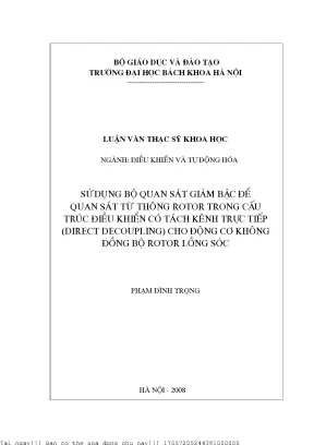 Sử dụng bộ quan sát giảm bậ để quan sát từ thông rotor trong cấu trúc điều khiển có tách kênh trực tiếp direct decoupling cho động cơ không đồng bộ rotor lồng sóc