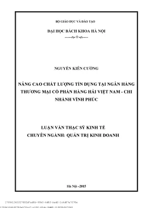 Nâng ao hất lượng tín dụng tại ngân hàng thương mại ổ phần hàng hải việt nam chi nhánh vĩnh phú