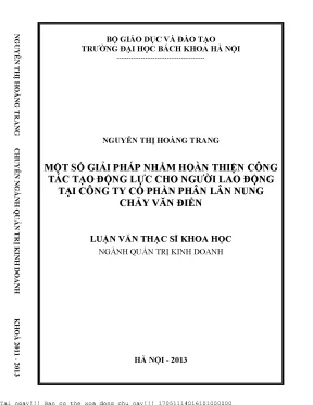 Một số giải pháp nhằm hoàn thiện ông tác tạo động lực cho người lao động tại công ty cổ phần phân lân nung chảy văn điển