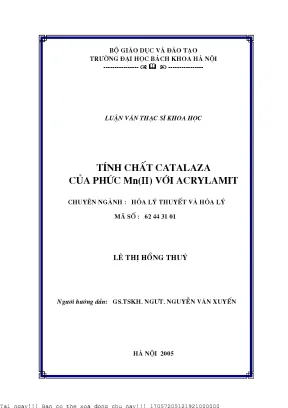 Tính hất catalaza của phức mnii với acrylamit