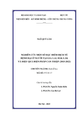 Luận án nghiên cứu một số đặc điểm dịch tễ bệnh dại ở người tại gia lai đắk lắk và hiệu quả biện pháp can thiệp 2015 2022