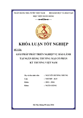 Giải pháp phát triển nghiệp vụ bảo lãnh tại ngân hàng thương mại cổ phần kỹ thương việt nam