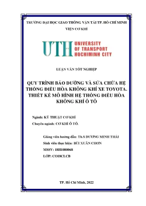 Quy trình bảo dưỡng và sửa chữa hệ thống điều hòa không khí xe toyota thiết kế mô hình hệ thống điều hòa không khí ô tô