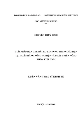 Giải pháp hạn chế rủi ro tín dụng trung dài hạn tại ngân hàng nông nghiệp và phát triển nông thôn việt nam
