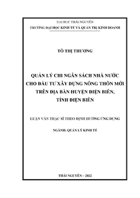 Quản lý chi ngân sách nhà nước cho đầu tư xây dựng nông thôn mới trên địa bàn huyện điện biên tỉnh điện biên