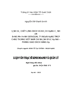 Đánh giá chất lượng dịch vụ khách hàng cá nhân theo mô hình servqual tại ngân hàng tmcp công thương việt nam chi nhánh bắc hà nội phòng giao dịch hồng h1