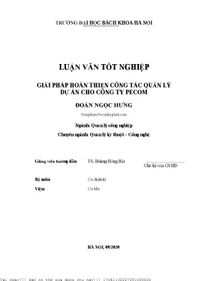 Giải pháp hoàn thiện ông tá quản lý dự án ho công ty peom