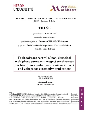 Fault tolerant control of non sinusoidal multiphase permanent magnet synchronous machine drives under constraints on current and voltage for automotive applications