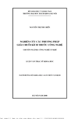 Nghiên ứu các phương pháp giải chuỗi kích thước công nghệ