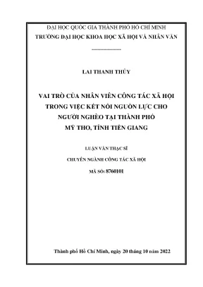 Vai trò của nhân viên công tác xã hội trong việc kết nối nguồn lực cho người nghèo tại thành phố mỹ tho tỉnh tiền giang