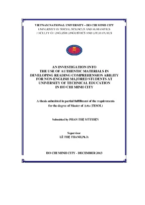 An investigation into the use of authentic materials in developing reading comprehension ability for non english majored students at university of technical education in ho chi minh city