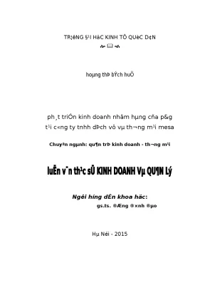 Phát triển kinh doanh nhóm hàng của pg tại công ty tnhh dịch vụ và thương mại mesa