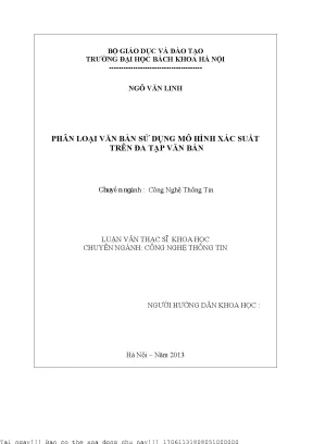 Phân loại văn bản sử dụng mô hình xá suất trên đa tạp văn bản
