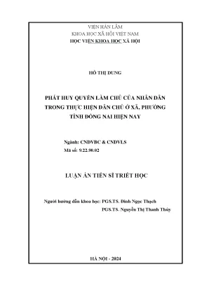 Phát huy quyền làm chủ của nhân dân trong thực hiện dân chủ ở xã phường tỉnh đồng nai hiện nay