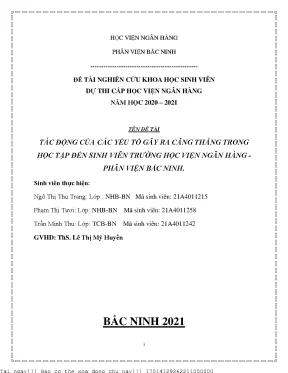 Tác động của các yếu tố gây ra căng thẳng trong học tập đến sinh viên trường học viện ngân hàng phân viện bắc ninh